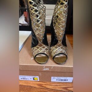 Christian Louboutin Black and Gold Heels